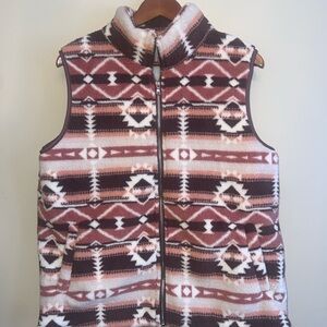 Women’s Aztec Pink Sherpa Lined Vest Size XL NWOT